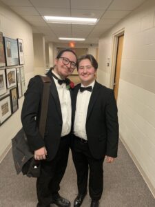 Post-performance smiles with Beckett Shuholm